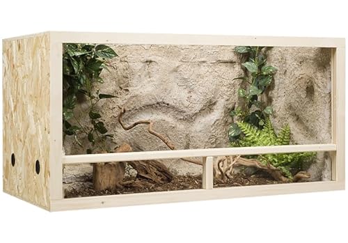 OSB Terrarium, Holzterrarium 100x50x50 cm mit Seitenbelüftung, Zierleistenset:mit Zierleistenset, Sicherheitspaket:ohne Sicherheitspaket