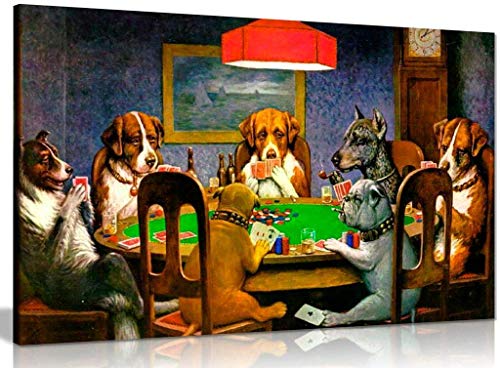 Auf Leinwand drucken Poker Hunde Spielkarten cm Coolidge Druckt Poster Wandkunst Bild Moderne Wohnkultur Leinwandmalerei 50x70cm (19,7x27,6 Zoll) Kein Rahmen