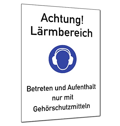 Achtung Lärmbereich ISO 7010, Kombischild, Alu, 262x371 mm