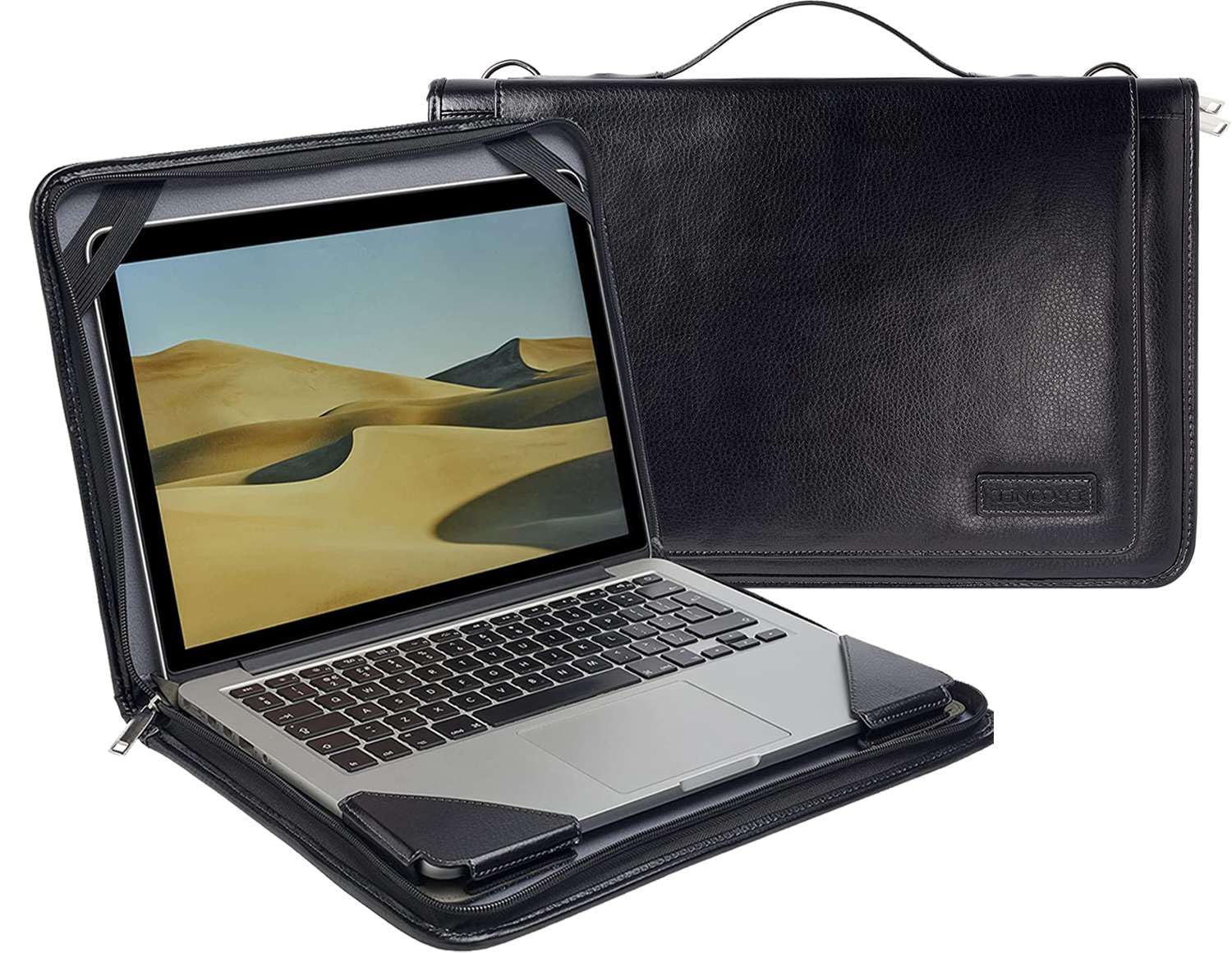 Broonel - Laptop Schultertasche Aus Schwarz Leder - kompatibel mit dem Dell Latitude 5340 Laptop 13.3" 2-in-1