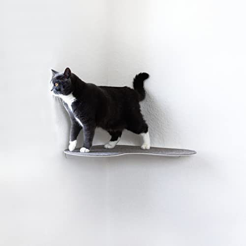 LucyBalu® Katzen Wandliege mit Filzauflage für Ecken | Katzenliege für Wandecke | Katzen Wand Liegeplatz | Katzenmöbel für Katzen Kletterwand | Katzenregal | Katzenbett für die Wandecke | Weiß