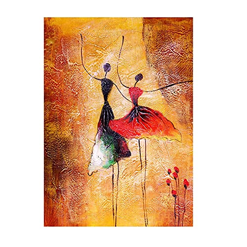 Moderne abstrakte afrikanische Ballett Tänzerin Mädchen Leinwand Malerei Wandkunst Bilder Bilder Für Wohnzimmer Dekoration Poster und Druck (Color : A, Size : 50X70cm No Frame)