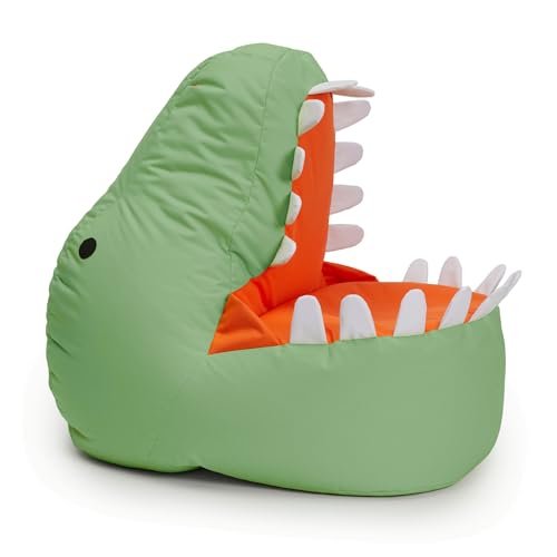 Lumaland Kindersitzsack Dino Animal Design | Indoor & Outdoor Sitzsack für Kinder | Kombinierbar mit den Freunden der Animal Line Sitzsäcke | 90 x 90 x 70 cm [Grün]