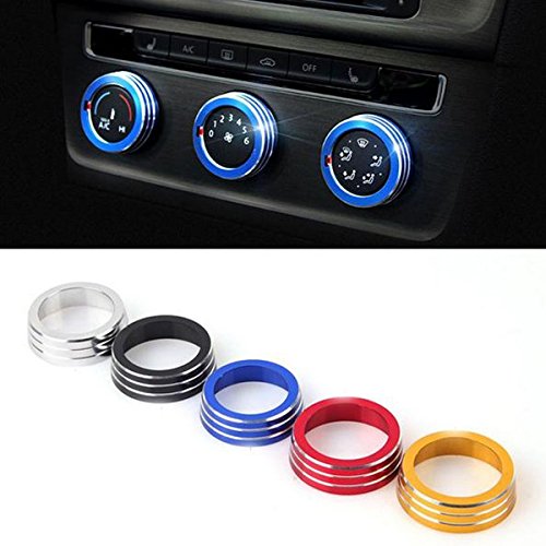 Alamor 3Pcs/Set Cars Alu Dekoration Stereo Knopf Ring Klimaanlage Knopf Ring for Golf 7-Rot