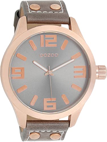 Oozoo C1103 - Uhr für Männer, Lederband grau
