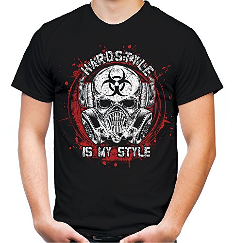 Hardstyle is My Style Männer und Herren T-Shirt | Music Gabba Rave ||| M10 (4XL, Schwarz Druck Rot)