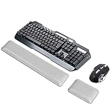 ASEOK Handgelenkauflage aus PU-Leder für Tastatur und Maus, ergonomisches Handgelenkkissen mit Memory-Gelschaum für Computer/Notebook/Laptop(weiß)