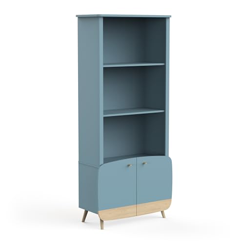 habeig Kinderschrank #897, Kommode, Bücherregal, blau, weiß, Holz, Höhe 177cm, Kinderzimmer, Schrank (blau/Natur)