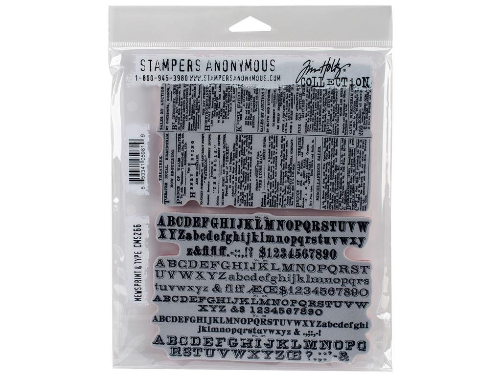 Stampers Anonymous Tim Holtz Cling-Stempel, 17,8 x 21,6 cm - Zeitungspapier und Drucktype