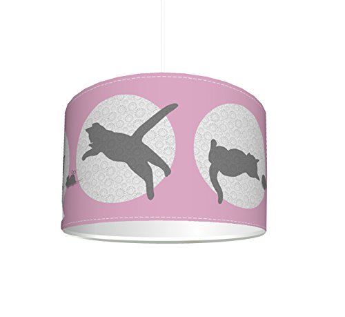 Kinderzimmer Lampenschirm "Katzen Babys rosa" KL55 | kinderleicht eine Katzen-Lampe erstellen | als Steh- oder Hängeleuchte/Deckenlampe | perfekt für Katzen-begeisterte Mädchen | STIKKIPIX