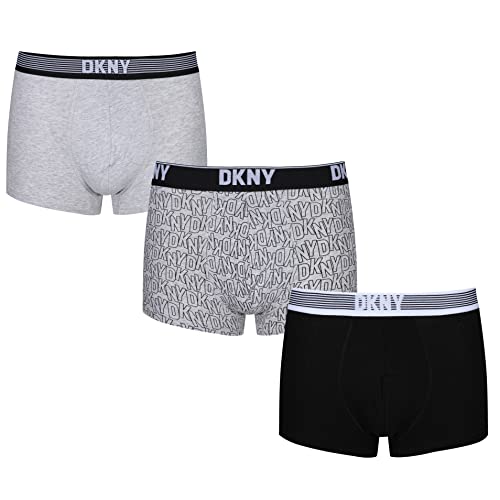 DKNY Herren Mens Cotton Boxer Shorts Boxershorts, Black/Blue,