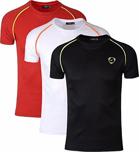 jeansian Herren Sportswear 3 Packs Sport Slim Quick Dry Short Sleeves Compression T-Shirt Tee LSL182 PackM S