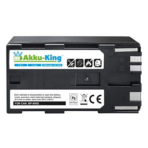 Akku-King Akku kompatibel mit Canon BP-950, BP-950G - Li-Ion 4500mAh - für C2, DM-MV1, ES-50, ES-60, FV1, G-10Hi, XF100, XL1S, V520
