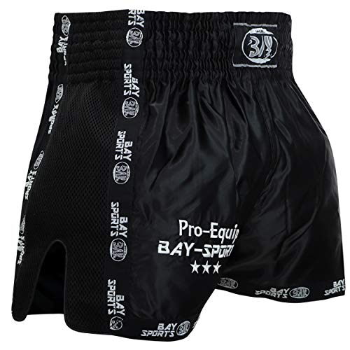 BAY® Pro-Equip Mesh Muay Thai Short (schwarz/schwarz, XL)