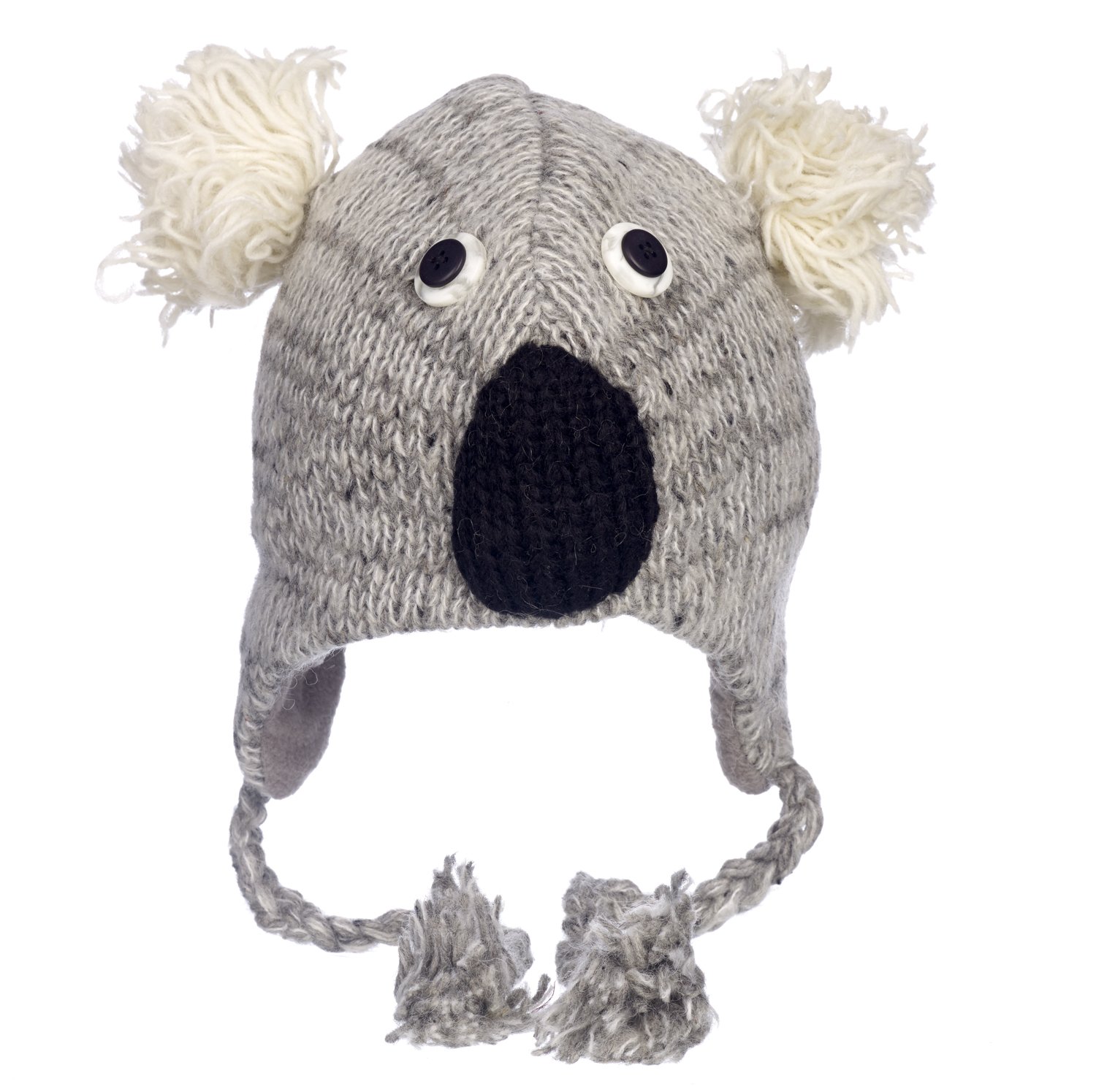 Paper High Spaß Grau Koala Handgemacht Winter Woollen Tier Hut mit Fleecefutter, Unisex