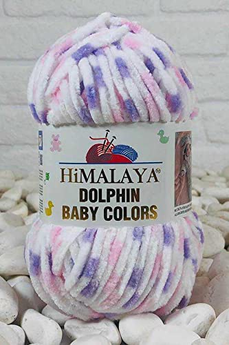 Himalaya Delphin Baby Colors (5er-Pack), 5 x 100 g, super sperriges Himalaya-Garn, Deckengarn, Samtgarn, Strickgarn, Amigurumi-Garn (80410)
