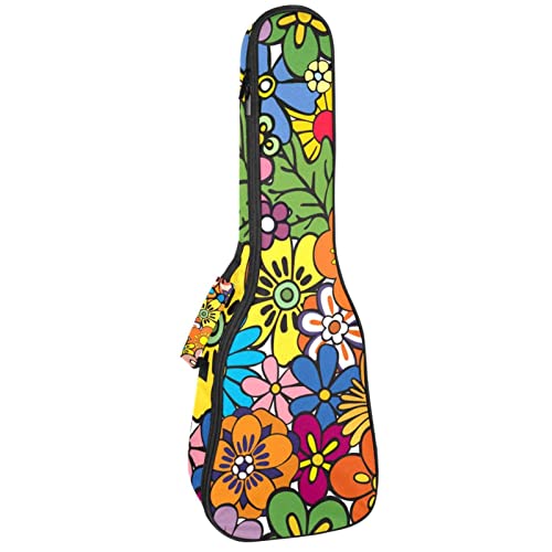 Ukulele Case Hippie Flowers Ukulele Gigbag with Adjustable Straps Ukulele Cover Backpack
