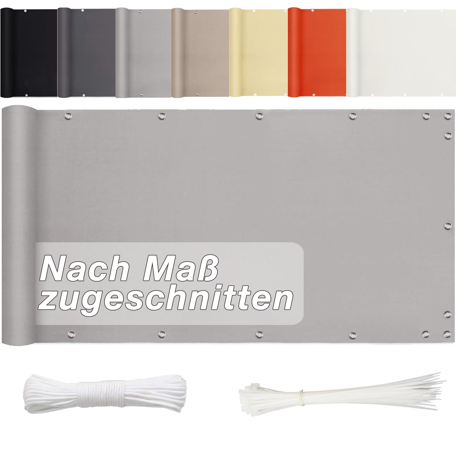 Aiyaoo Balkonumspannungen 75cm x 800cm- Sichtschutzplane Balkon Sichtschutz Und Windschutz, in div. Größen & Farben, für den Gartenzaun oder Balkon - Grau