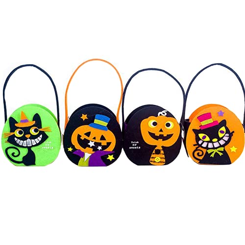 ruirui-home Halloween Kürbis Tasche für Kinder mit vielfältigem Muster Vliesstoffe oder Filze Süßigkeiten Beutel Süßes oder Saures Bags Geschenktüten für Halloween Party Cosplay usw.