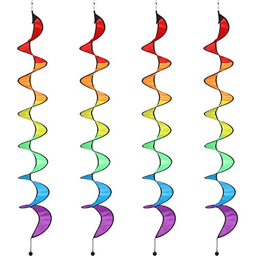 Gejoy 4 Stücke 57 Zoll Regenbogen Spinner Regenbogen Wind Spinner Bunte Hängende Regenbogen Wind Twister für Outdoor Indoor Dekoration