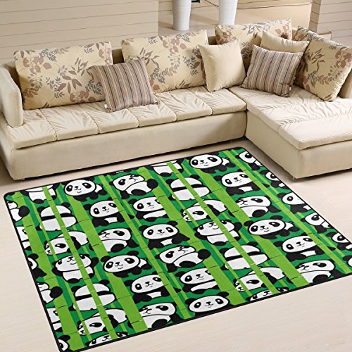 Use7 Cartoon-Teppich aus Bambus, Panda, für Wohnzimmer, Schlafzimmer, 160 cm x 122 cm