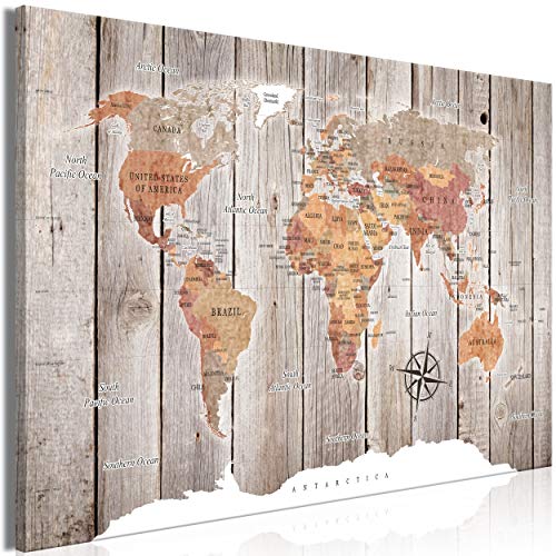 decomonkey | Mega XXXL Bilder Weltkarte | Wandbild Leinwand 165x110 cm Selbstmontage DIY Einteiliger XXL Kunstdruck zum aufhängen | Landkarte Kontinente