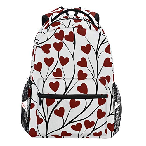 Oarencol Rucksack mit roten Herzen, Baum und Ästen, für Reisen, Schule und Schule, für Damen und Herren und Jungen