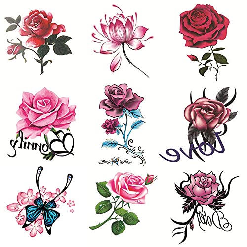 50 Blatt Tattoo-Aufkleber, wasserdicht, weiblich, langlebig, Rose, Blume, Schmetterling, Persönlichkeit, kleine frische Tattoo-Narbenabdeckungsaufkleber