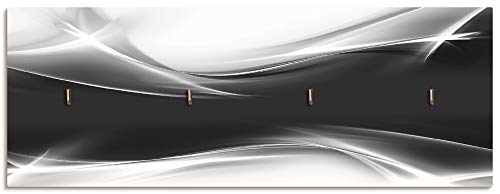 Qualitätsmöbel I Garderobe mit Motiv 5 Holz-Paneele mit Haken 63x114 cm Kreatives Element Schwarz/Weiß für Ihr Art-Design Schwar
