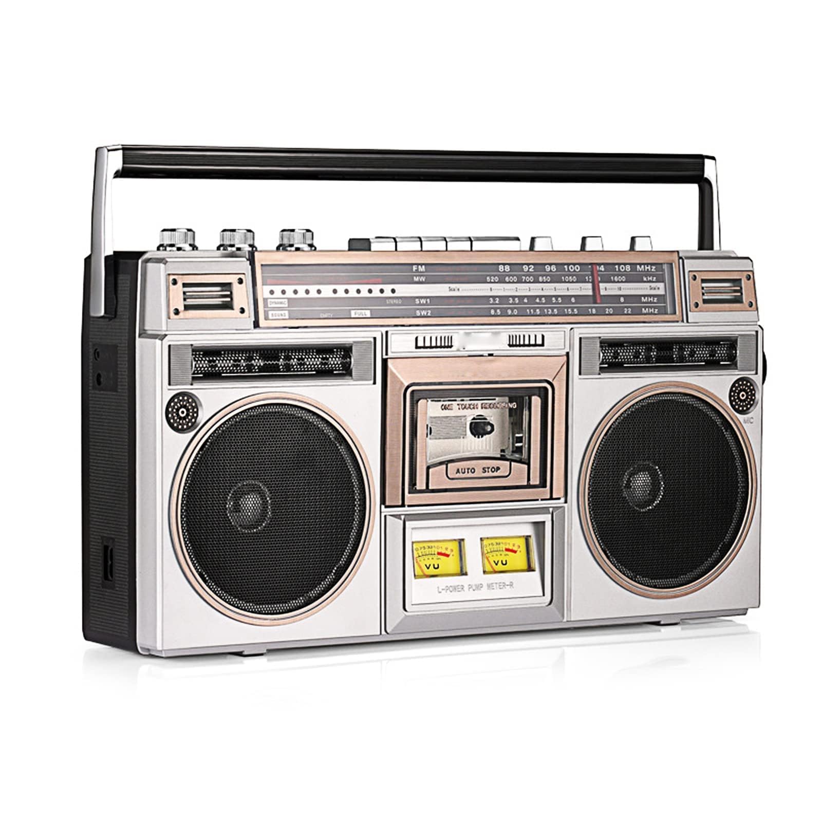 Cassette Boombox, Radio Cassette Player Recorder, AM/FM Radio, Wireless Streaming, USB/Micro SD Slots, Aux In, Headphone Jack, Convert Cassettes to USB/SD, Classic 80s Style Retro