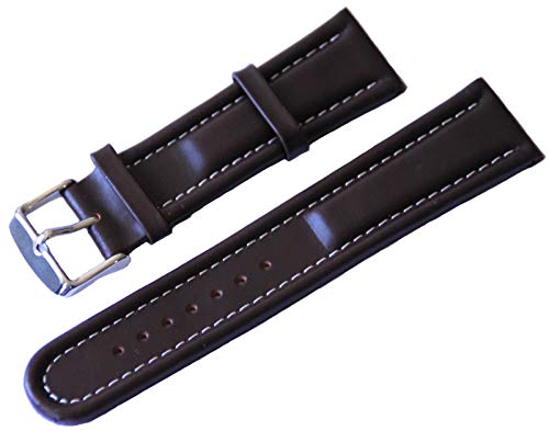 22mm Eichmüller Leder Uhren Armband Braun Ersatzband, weiße Naht, Dornschließe