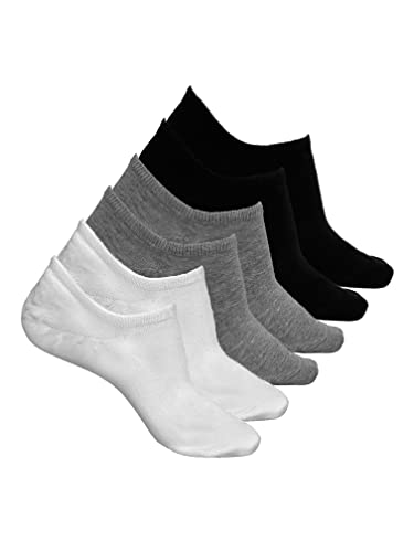 Romberg Unisex Sneaker Socken mit Silikon Pad, 6er Pack (schwarz, weiß, grau, 43-46)
