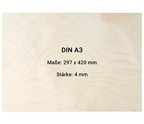 4mm Multiplexplatten Sperrholz Platte DIN A1 A2 A3 A4 A5 Zuschnitt Holz unbehandelt DIN A3 (420mm x 297mm) 5 Stück