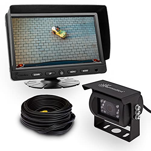 Carmedien Video Rückfahrsystem CM-ESRFS3S mit Rückfahrkamera 120° schwarz und 7“ Monitor 12-24Volt für Wohnmobil Transporter 3 Jahre Garantie
