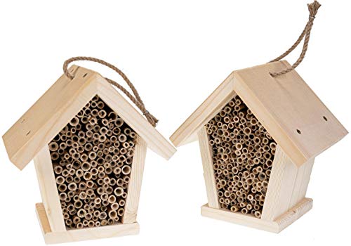 Reine Natur Insektenhaus aus Fichtenholz mit Schilf-Röhrchen Größe: 14 x 18 x 19,5 cm
