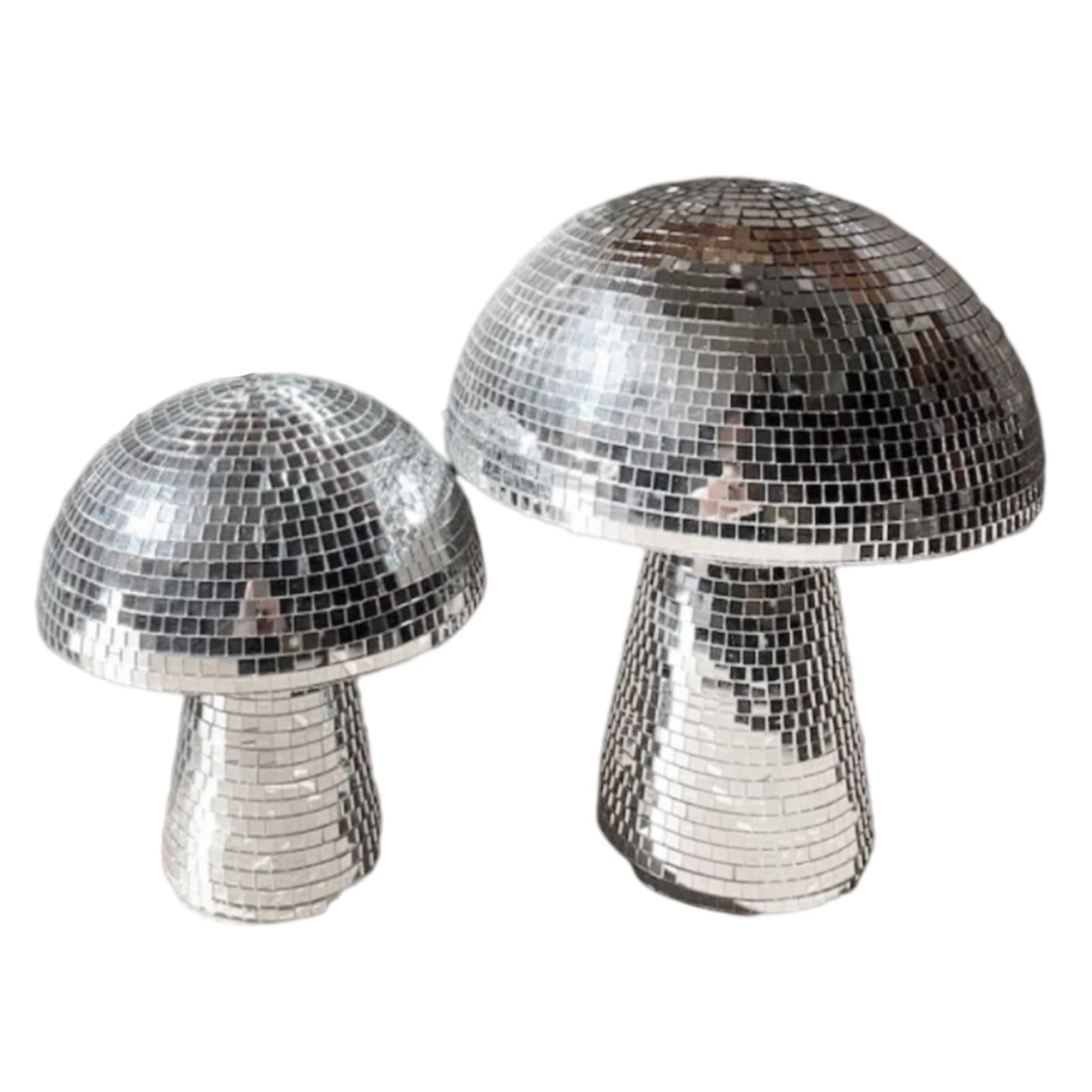 2 Stück Pilz-Disco-Kugel, Spiegel-Pilz-Disco-Kugel Silber, Pailletten, Funkelnde Pilzform, Tischskulptur, Styropor Und Verspiegelte Glas-Pilz-Disco-Kugel, Für Heim-KTV-Kunstdekorationen, Partyzubehör