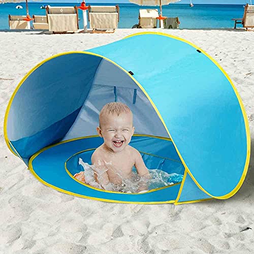 Bakaji Spielzelt für Kinder zum Strand mit Sonnendach, Mini-Pool, Belüftungsnetz, faltbar, tragbar, Abmessungen 120 x 80 x 70 cm