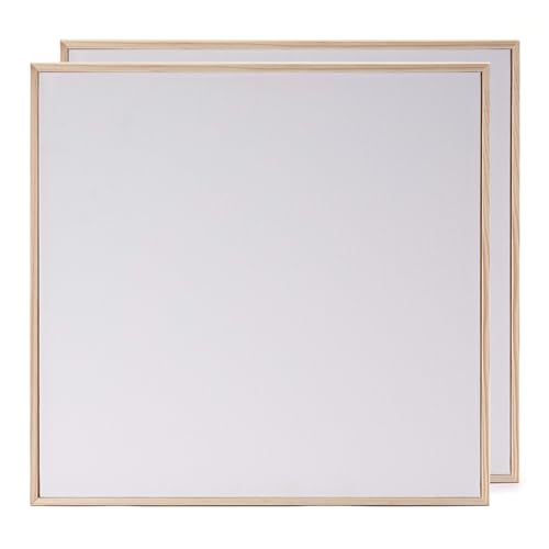 ARTIKUM 2X bespannter Malkarton 50x50 cm | Baumwolle, Pinienholz | Malfertige Canvas Panels mit Schattenfugenrahmen, Leinwandkarton mit Rahmen Set