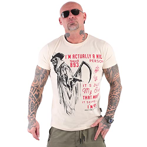 Yakuza Herren Nice Person T-Shirt, Whitecap Gray, 4XL