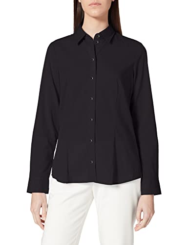Seidensticker Damen Regular Fit Bluse Hemdbluse Langarm Regular Fit Uni Bügelfrei, Schwarz (Schwarz 39), 44 (Herstellergröße: 44)