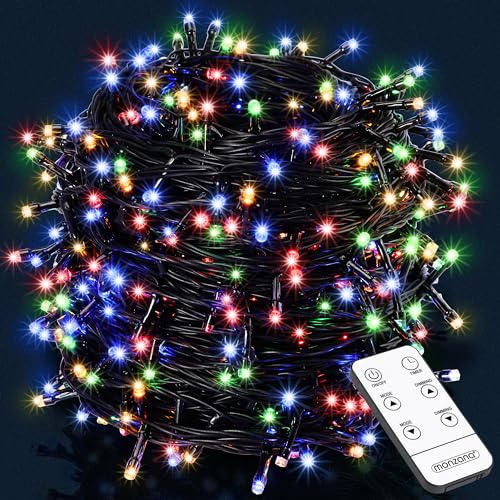 Monzana 700 LED Lichterkette Außen IP44 mit Timer Fernbedienung Innen Außen 8 Leuchtmodi 14m Wetterfest Weihnachten Weihnachtsbaum Beleuchtung Bunt
