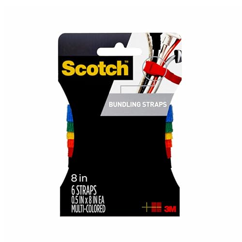 Scotch Mounting, Fastening & Surface Protection RF3730, Assorted Colors, Scotch Bundling Straps, 1,3 cm x 8, 1 Pack, 1,3 x 20,3 cm