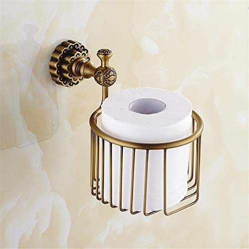 VHVCX Papierspender Massivem Messing Bronze Toilettenpapier Basket Bad Regal Wand Bad-Accessoires Wc Papierrollenhalter,Gold