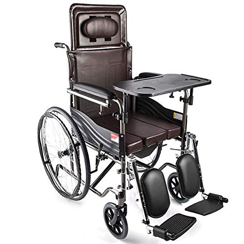GAXQFEI Rollstuhl mit Kopfstütze, faltbare Rollstuhl mit Anti-Rutsch-Armlehnen, Verstellbare Fußstütze Höhe, 25 Kg Heller Stahl, Transport Rollstuhl,