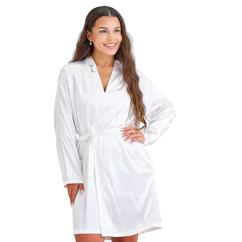 Ginger Ray Embroidered 'Bride' White Satin Dressing Gown Hen Party Wearable Robe