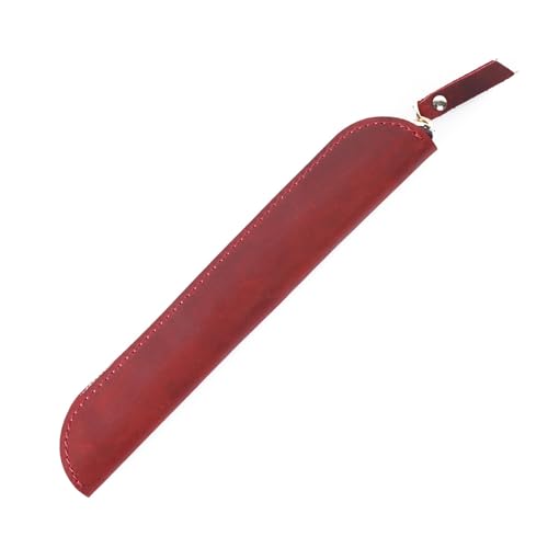 VKEID Federmäppchen aus Leder Einfache Mini-Retro-Leder-Stifttasche, Stiftetui, Stylus-Schutzhülle (Color : Wine red, Size : 19.5x3cm)