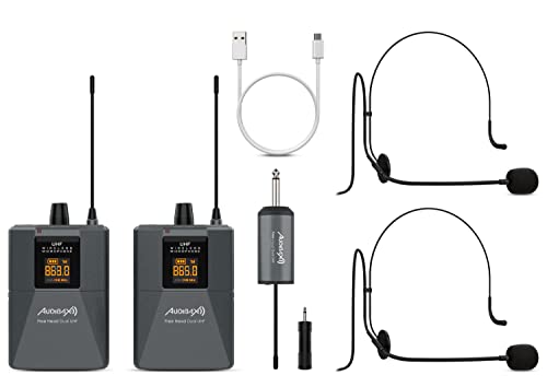 Audibax Missouri Free Head Dual UHF Sistema de Micrófono de diadema Con Receptor Recargable