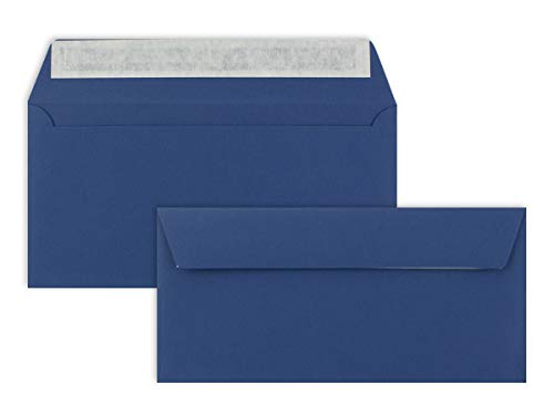 150 Brief-Umschläge DIN Lang - Dunkel-Blau/Nachtblau - 110 g/m² - 11 x 22 cm - sehr formstabil - Haftklebung - Qualitätsmarke: FarbenFroh by GUSTAV NEUSER®