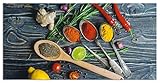 ARTland Spritzschutz Küche aus Alu für Herd Spüle 120x60 cm (BxH) Küchenrückwand mit Motiv Essen Lebensmittel Gewürze Kräuter Chili Chilischote H9KD