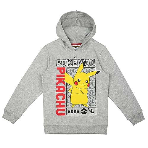 Pokemon Kapuenpullover Hoody Hoodi Junge Mädchen Pikachu (128, Grau)